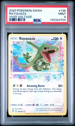 2020 POKEMON SWORD & SHIELD VIVID VOLTAGE #138 RAYQUAZA PSA 9 - Image 1