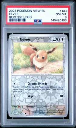 2023 POKEMON MEW EN-151 REVERSE HOLO #133 EEVEE PSA 8 - Image 1