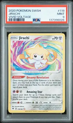 2020 POKEMON SWORD & SHIELD VIVID VOLTAGE #119 JIRACHI PSA 9 - Image 1