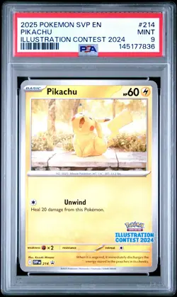 2025 POKEMON SVP EN-SV BLACK STAR PROMO ILLUSTRATION CONTEST 2024 PIKACHU PSA 9 - Image 1