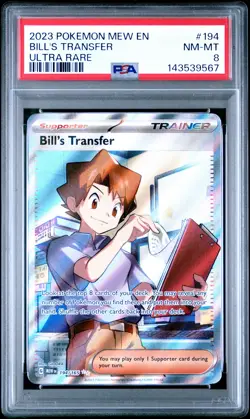 2023 POKEMON MEW EN-151 ULTRA RARE #194 BILL'S TRANSFER PSA 8 - Image 1