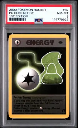 2000 POKEMON ROCKET 1ST EDITION #82 POTION ENERGY PSA 8 - Image 1