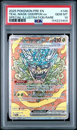 2025 POKEMON PRE EN-PRISMATIC EVOLUTIONS #145 TEAL MASK OGERPON EX PSA 10 - Image 1