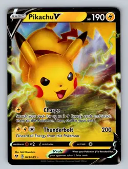 Pikachu V 043/185 Ultra Rare SWSH04: Vivid Voltage NM - LP Pokemon TCG - Image 1