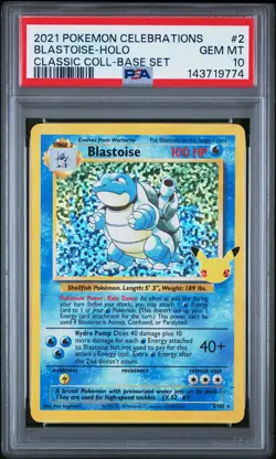 2021 POKEMON CELEBRATIONS CLASSIC COLL #2 BLASTOISE-HOLO PSA 10 - Image 1