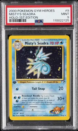 2000 POKEMON GYM HEROES HOLO-1ST EDITION #9 MISTY'S SEADRA PSA 9 - Image 1