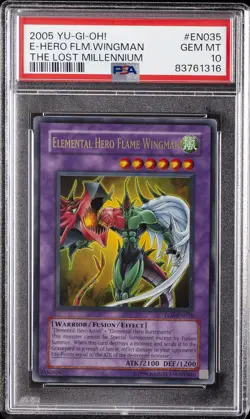 2005 YU-GI-OH! TLM-THE LOST MILLENNIUM ELEMENTAL HERO FLAME WINGMAN PSA 10 - Image 1