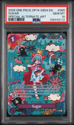 2026 ONE PIECE THE AZURE SEA'S SEVEN SPECIAL ALT ART #065 SUGAR PSA 10 - Image 1