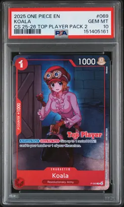 2025 ONE PIECE CHAMPIONSHIP 25-26 TOP PLAYER PACK 2 #069 KOALA PSA 10 - Image 1