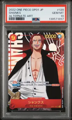 2022 ONE PIECE JAPANESE OP01-ROMANCE DAWN ALTERNATE ART #120 SHANKS PSA 10 - Image 1