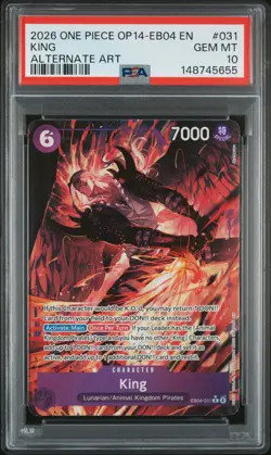 2026 ONE PIECE OP14-EB04-THE AZURE SEA'S SEVEN ALTERNATE ART #031 KING PSA 10 - Image 1