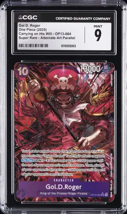 2025 ONE PIECE CARRYING ON HIS WILL ALTERNATE ART #OP13-064 GOL D. ROGER CGC 9 - Image 1