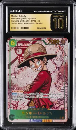 2025 ONE PIECE JPN CARRYING ON HIS WILL SR AA MONKEY D. LUFFY CGC 10 PRISTINE - Image 1