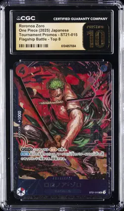 2025 ONE PIECE JPN TOURNAMENT PROMO TOP 8 #ST21-015 RORONOA ZORO CGC 10 PRISTINE - Image 1
