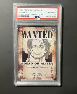 Shanks OP09-004 Japanese Alt Art Wanted SR One Piece PSA 10 Gem Mint - Image 1