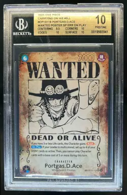 2025 One Piece Carrying Will Portgas.D.Ace Wanted Poster SP Err #OP13-119 BGS 10 - Image 1