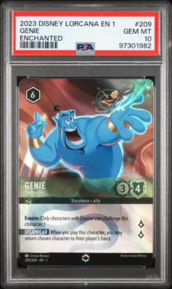2023 DISNEY LORCANA EN 1-THE FIRST CHAPTER ENCHANTED GENIE - ON THE JOB PSA 10 - Image 1
