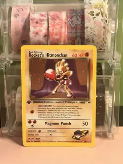 Pokemon TCG Rockets Hitmonchan 1st Edition Holo Rare Card 11/132 Gym Heroes - Image 1