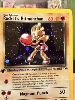 Pokemon TCG Rockets Hitmonchan 1st Edition Holo Rare Card 11/132 Gym Heroes - Image 3