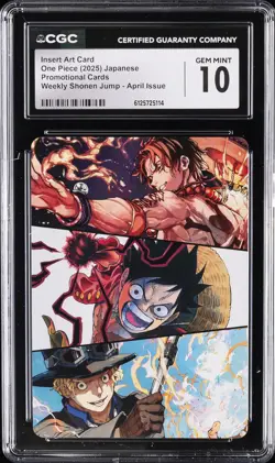2025 ONE PIECE JAPANESE PROMO WEEKLY SHONEN APRIL INSERT ART CARD CGC 10 - Image 1