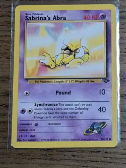 Pokemon TCG Sabrina's Abra 93/132 Gym Challenge Vintage 2000 Card LP - Image 1