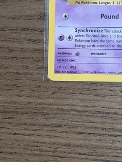 Pokemon TCG Sabrina's Abra 93/132 Gym Challenge Vintage 2000 Card LP - Image 2