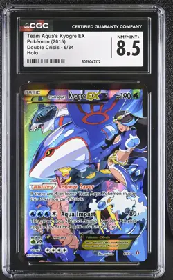 CGC 8.5 Team Aqua's Kyogre EX 2015 Double Crisis 6/34 Holo Pokemon Card - Image 1