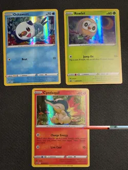 Pokemon TCG SWSH Promo 2022 Oshawott Rowlet Cyndaquil Holo Basic Lot 3 Cards - Image 1