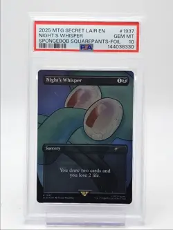 NIGHT'S WHISPER 2025 MTG SECRET LAIR EN SPONGEBOB FOIL #1937 PSA 10 Q4444 - Image 1