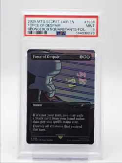 FORCE OF DESPAIR 2025 MTG SECRET LAIR EN SPONGEBOB FOIL #1936 PSA 9 Q4444 - Image 1