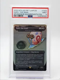 GARY, THE SNAIL 2025 MTG SECRET LAIR EN SPONGEBOB FOIL 7/7 PSA 9 Q4444 - Image 1