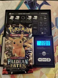 22.01g VERY HEAVY! Pokemon TCG Paldean Fates Booster Pack! SEALED! - Image 1