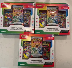 Pokemon TCG First Partner Illustration Collection Series 1 Box Lot of 3 - Image 1