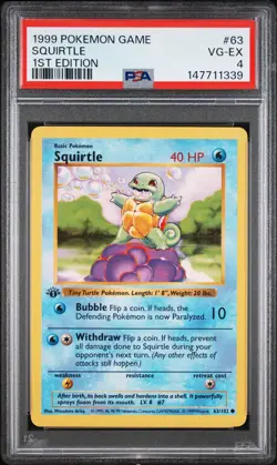 1999 POKEMON BASE SET 1ST EDITION #63 SQUIRTLE PSA 4 - Image 1