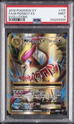 2016 POKEMON XY EVOLUTIONS #105 FULL ART/M PIDGEOT EX PSA 9 - Image 1