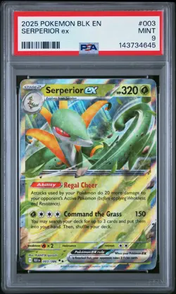2025 POKEMON BLK EN-BLACK BOLT #003 SERPERIOR EX PSA 9 - Image 1