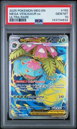 2025 POKEMON MEG EN-MEGA EVOLUTION ULTRA RARE #155 MEGA VENUSAUR EX PSA 10 - Image 1