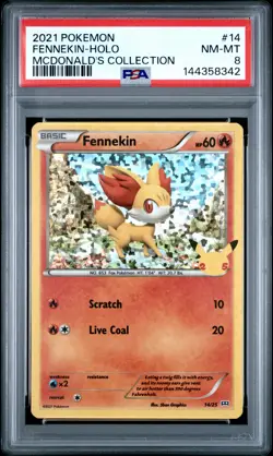 2021 POKEMON MCDONALD'S COLLECTION #14 FENNEKIN-HOLO PSA 8 - Image 1