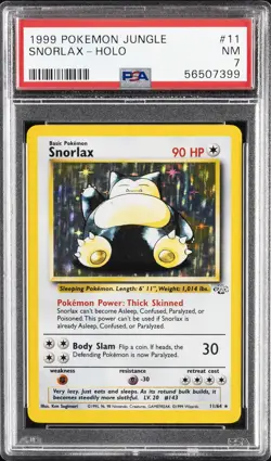 1999 POKEMON JUNGLE #11 SNORLAX-HOLO PSA 7 - Image 1