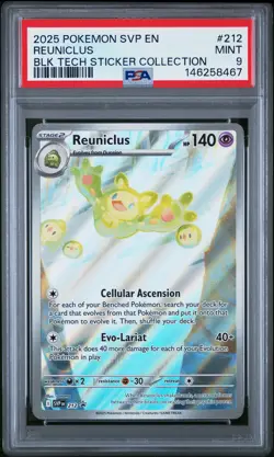 2025 POKEMON SVP PROMO BLACK BOLT TECH STICKER COLLECTION #212 REUNICLUS PSA 9 - Image 1