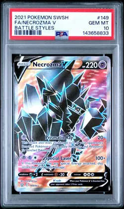 2021 POKEMON SWORD & SHIELD BATTLE STYLES #149 FULL ART/NECROZMA V PSA 10 - Image 1