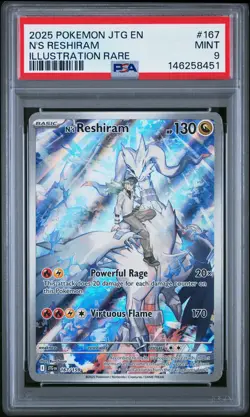 2025 POKEMON JTG EN-JOURNEY TOGETHER ILLUSTRATION RARE #167 N'S RESHIRAM PSA 9 - Image 1