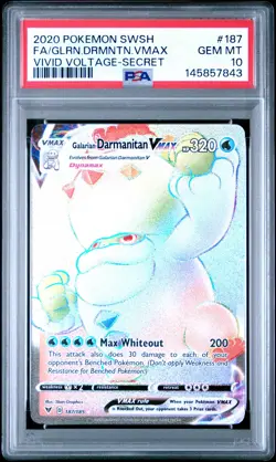 2020 POKEMON SWSH VIVID VOLTAGE SECRET FULL ART/GALARIAN DARMANITAN VMAX PSA 10 - Image 1