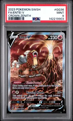 2023 POKEMON SWORD & SHIELD CROWN ZENITH #GG36 FULL ART/ENTEI V PSA 9 - Image 1