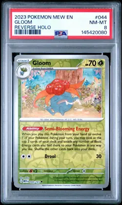 2023 POKEMON MEW EN-151 REVERSE HOLO #044 GLOOM PSA 8 - Image 1