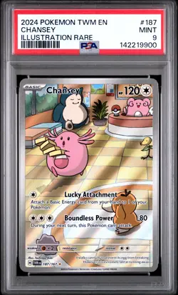 2024 POKEMON TWM EN-TWILIGHT MASQUERADE ILLUSTRATION RARE #187 CHANSEY PSA 9 - Image 1