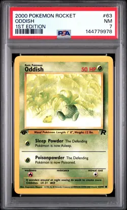2000 POKEMON ROCKET 1ST EDITION #63 ODDISH PSA 7 - Image 1