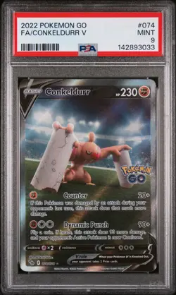 2022 POKEMON GO #074 FULL ART/CONKELDURR V PSA 9 - Image 1