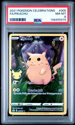 2021 POKEMON CELEBRATIONS #005 FULL ART/PIKACHU PSA 8 - Image 1