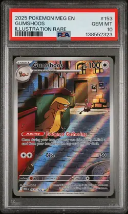 2025 POKEMON MEG EN-MEGA EVOLUTION ILLUSTRATION RARE #153 GUMSHOOS PSA 10 - Image 1